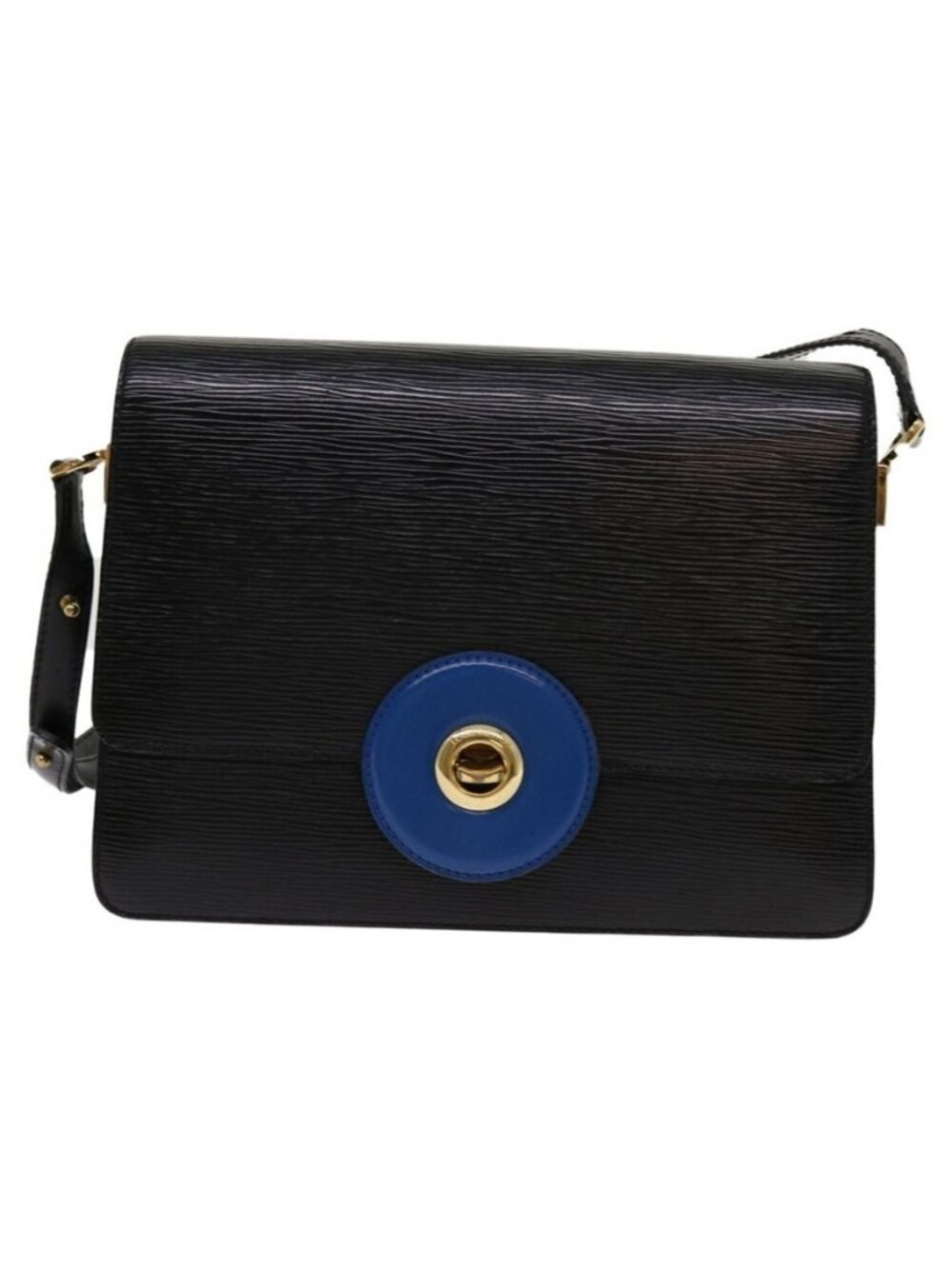 Authentic LOUIS VUITTON Epi Bicolor Free Run Shoulder Bag Black Blue M52415 LV - Picture 13 of 16